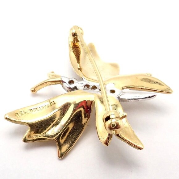 Authentic! Tiffany & Co 18k Yellow White Gold Butterfly Diamond Pin Brooch - Picture 5 of 13
